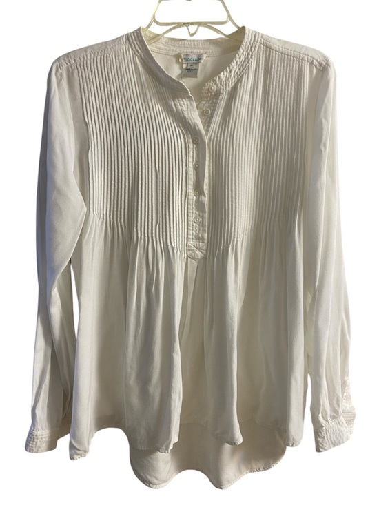 Sundance Tops - Sundance White Cotton Pintuck Pleated Long Sleeve Henley Blouse Medium
